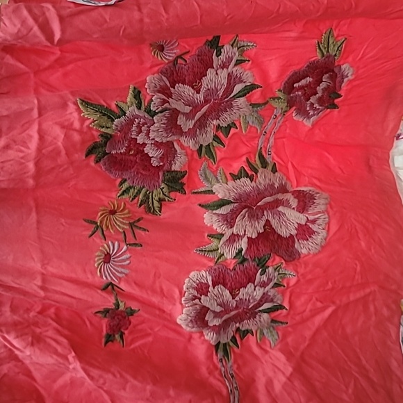 JOHNNY WAS Silk Boho Print Floral Embroidered V-Neck Dress Size Medium FIRM - Picture 3 of 7